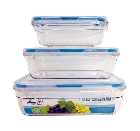 Home Rectangular Plastic Containers, 400 ml + 760 ml + 1300 ml, 4761300