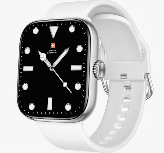 Swiss Military Smart Watch Alps4, 1.75 Inches with White Silicone Strap