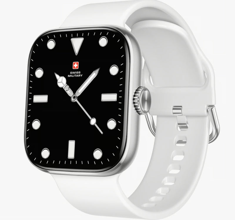 Swiss Military Smart Watch Alps4, 1.75 Inches with White Silicone Strap