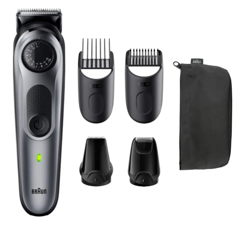 Braun Beard Trimmer with Precision Wheel and 5 Styling Tools, Grey, BT5440
