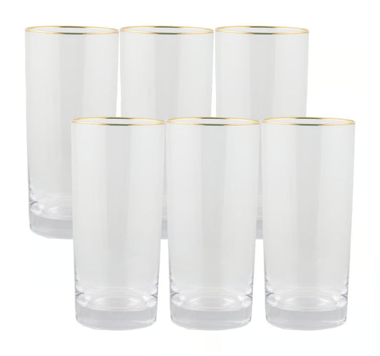 Danny Home Tall Tumbler Set with Gold Rim, 6 pcs, CB02-02