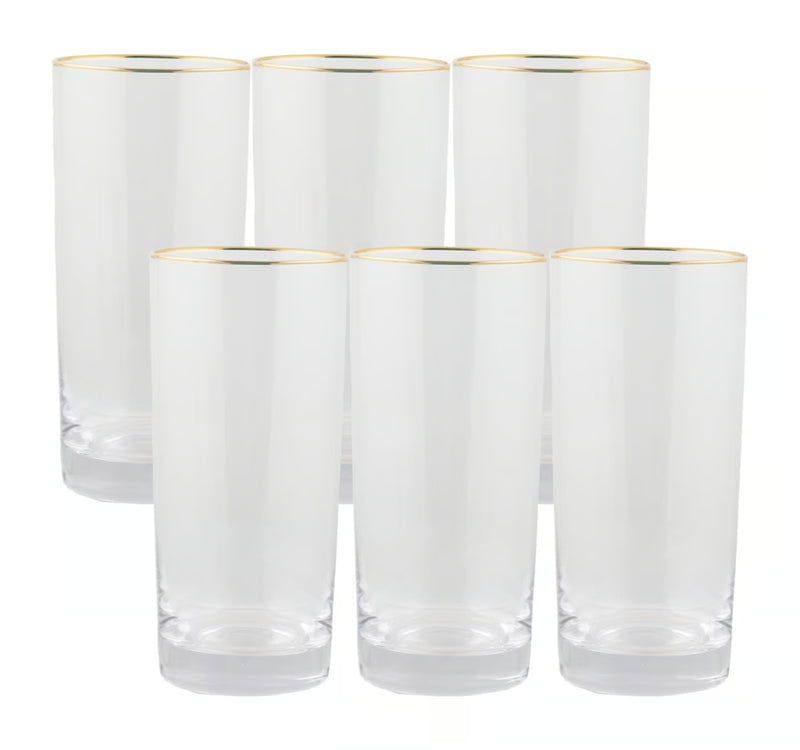Danny Home Tall Tumbler Set with Gold Rim, 6 pcs, CB02-02