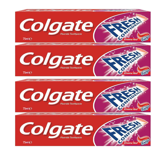 Colgate Fresh Confidence Xtreme Red Gel Toothpaste Value Pack 4 x 75 ml