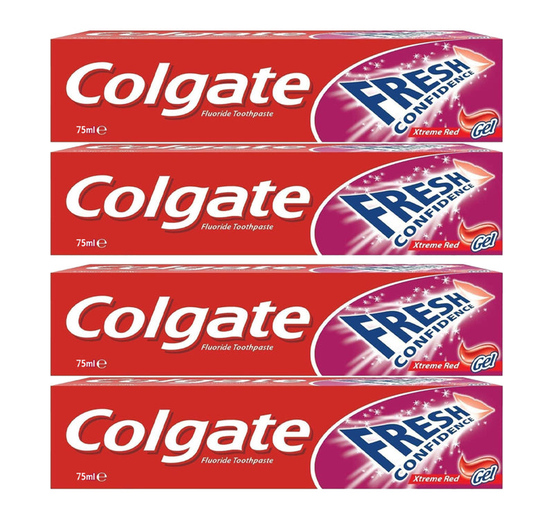 Colgate Fresh Confidence Xtreme Red Gel Toothpaste Value Pack 4 x 75 ml