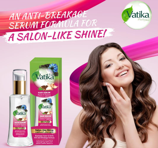 Vatika Naturals Repair & Restore Hair Serum Black Seed Castor & Garlic with Anti-Breakage Formula 47 ml