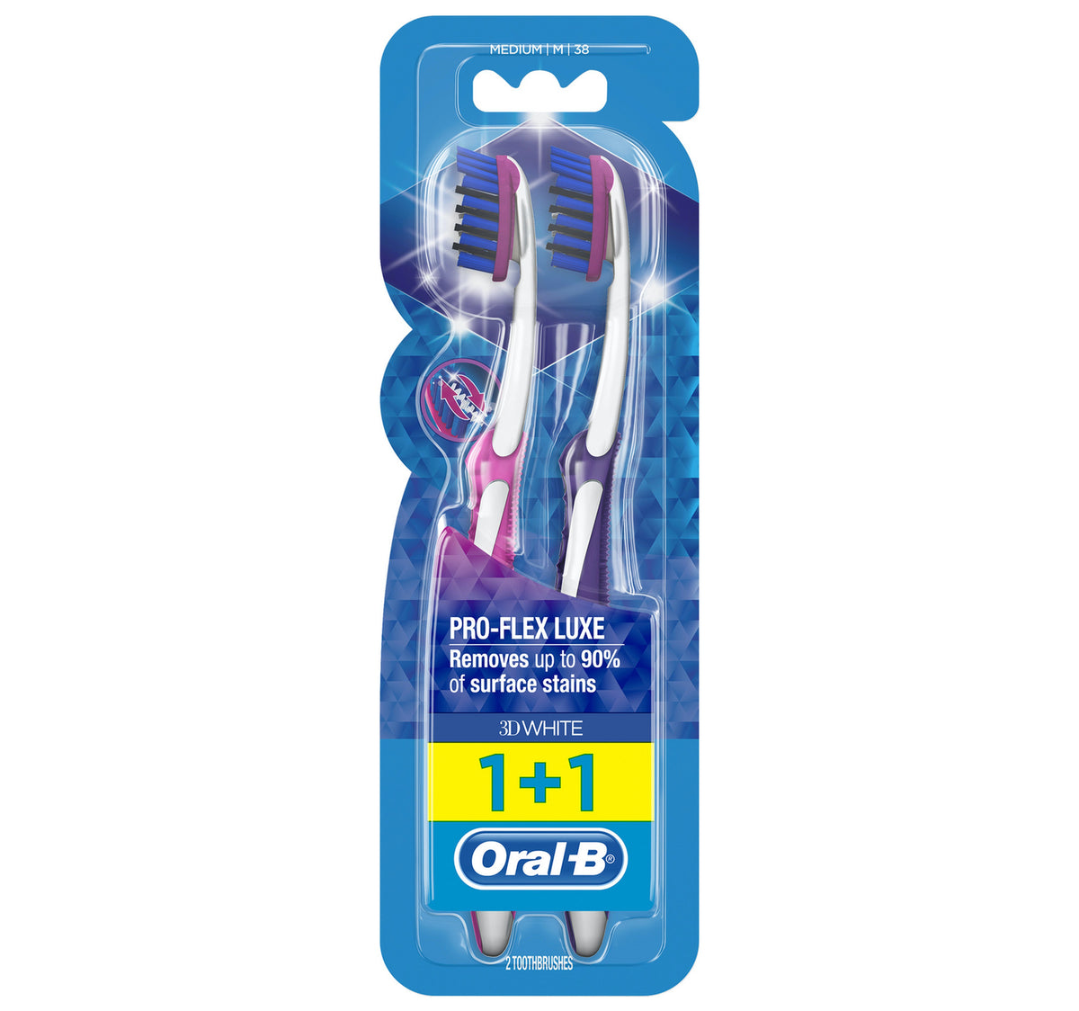 Oral B Proflex Luxe Medium Toothbrush Assorted Colour 1 + 1