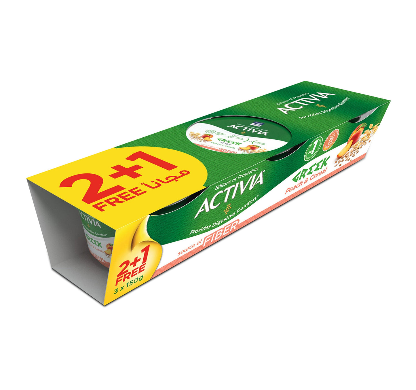 Activia Greek Peach & Cereal Dessert Value Pack 3 x 150 g Sultan Center