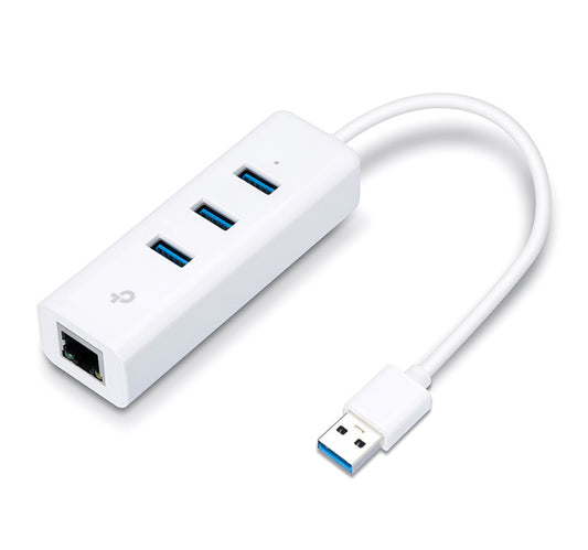TP-Link Port Hub and USB Ethernet Adaptor, White, UE330