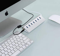 Trands 7 Port USB 3.0 Hub Aluminum Multi-Port USB Hub with Built-in Cable HB627