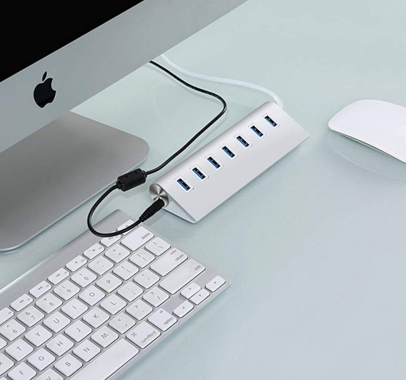 Trands 7 Port USB 3.0 Hub Aluminum Multi-Port USB Hub with Built-in Cable HB627