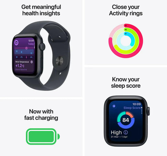 Apple Watch SE 3 GPS + Cellular Smartwatch, 40 mm Midnight Aluminium Case with Midnight Sport Band(M/L), MEPC4AF/A
