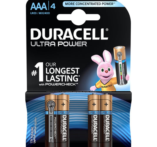 Duracell Ultra Power Type AAA Alkaline Batteries 4pcs