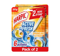Harpic Toilet Block Active Fresh Sparkling Citrus Scent 2 x 35 g