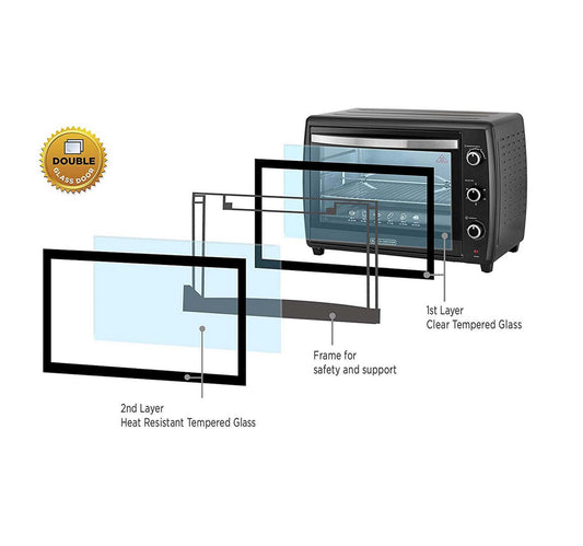 Black+Decker 70L Double Glass Toaster Oven with Rotisserie , Black, TRO70RDGBS