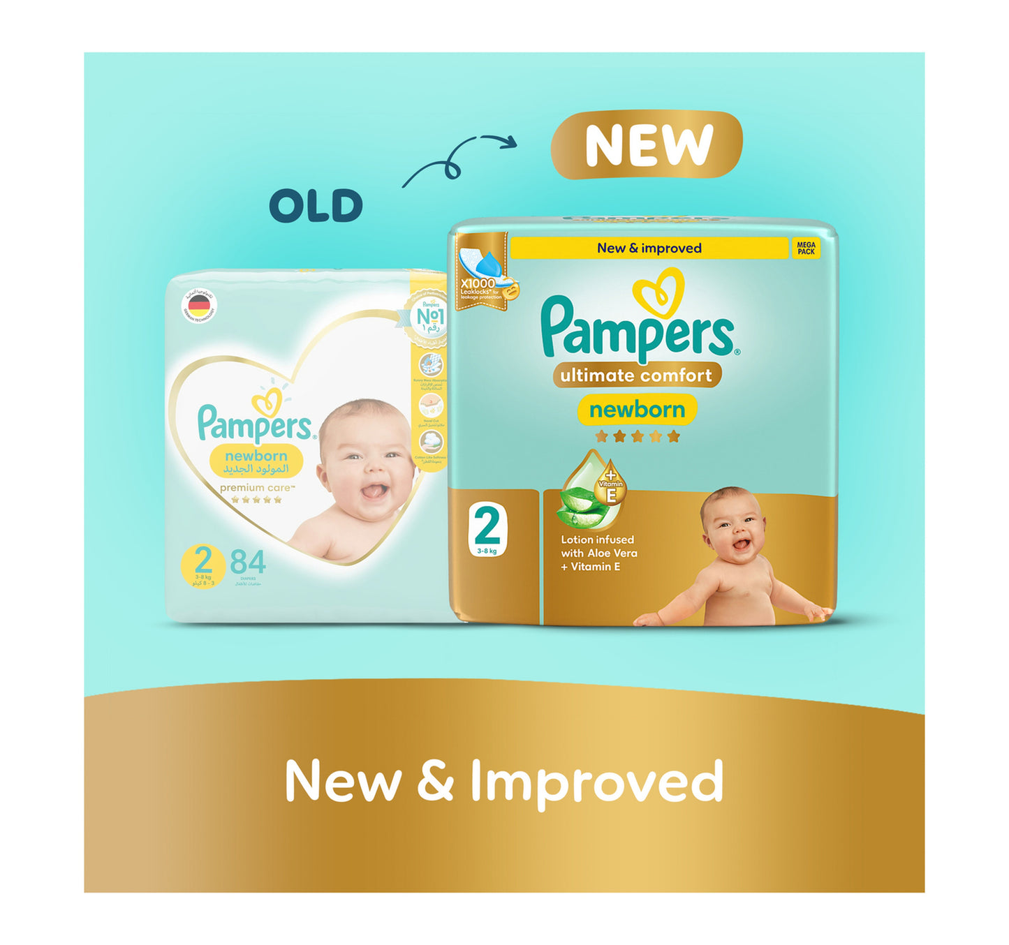Pampers Ultimate Comfort Taped Diapers, Size 2, 3-8kg, Giant Pack, 108 pcs