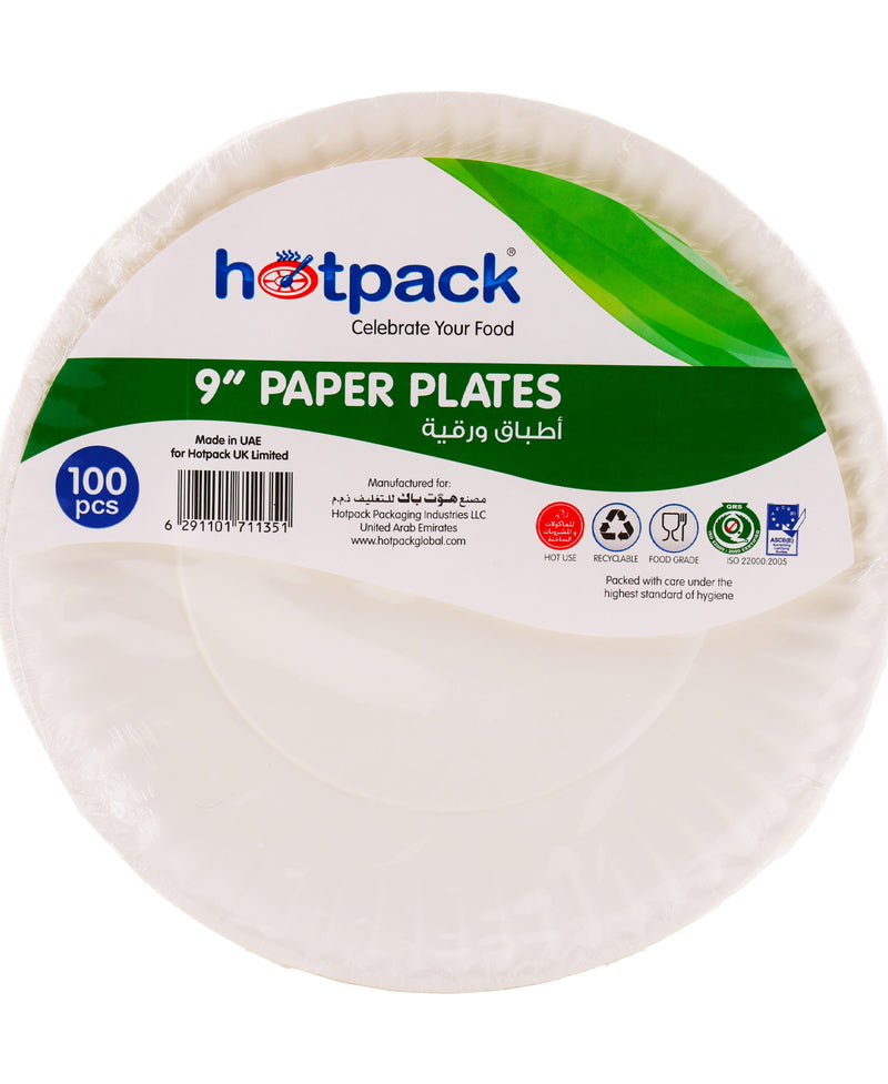Hotpack Paper Plate 9" 100 pcs