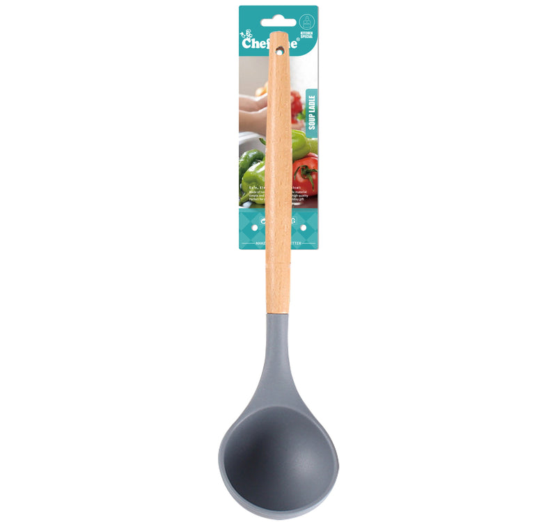 Chefline Silicone Soup Ladle with Wooden Handle, RS503