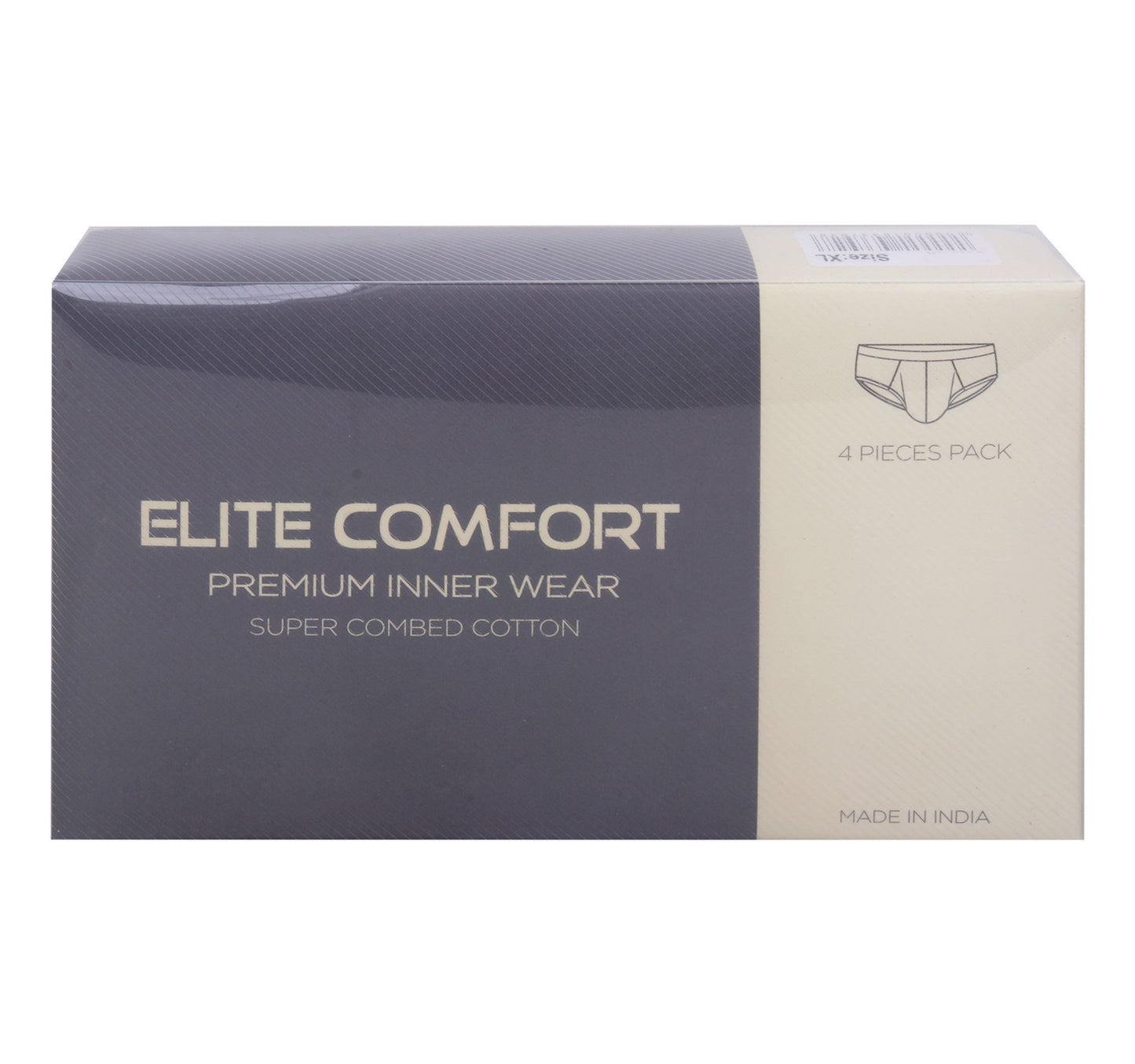 Elite Comfort Combed Cotton Men's Brief, XL, 4 pcs, White
