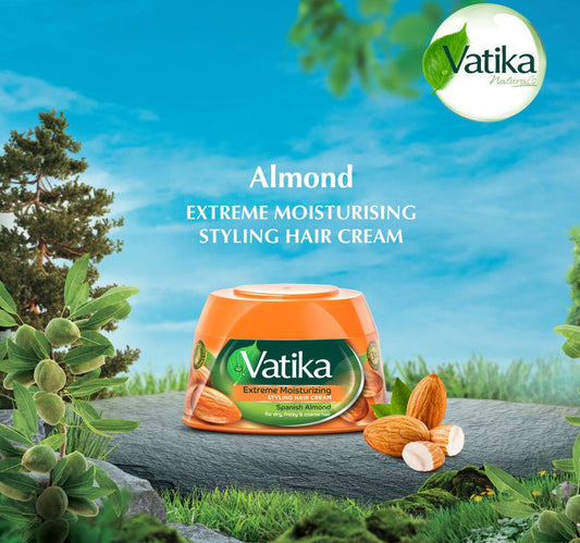 Vatika Naturals Extreme Moisturizing Styling Hair Cream Enriched with Spanish Almond For Dry and Frizzy Hair 210 ml