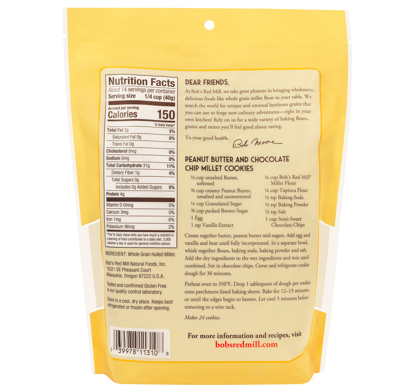 Bob's Red Mill Stone Ground Millet Flour 567 g