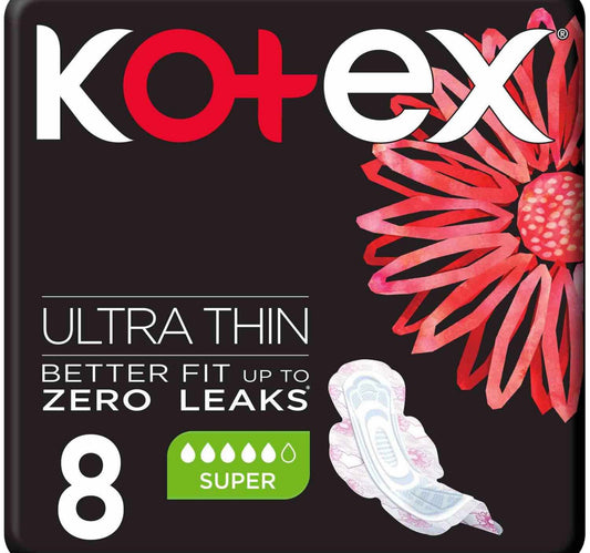 Kotex Ultra Thin Super Size Sanitary Pads with Wings 8 pcs