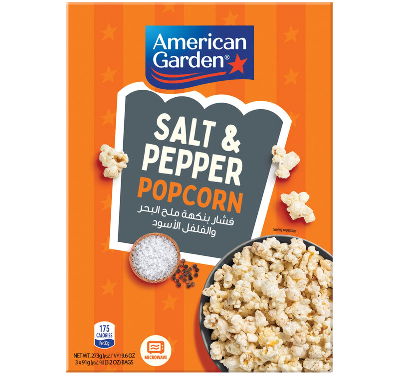 American Garden Gluten Free Microwave Sea Salt & Pepper Popcorn 273 g Lulu Hypermarket