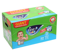 Fine Baby Diaper Size 3 Medium 4-9 kg 104 pcs