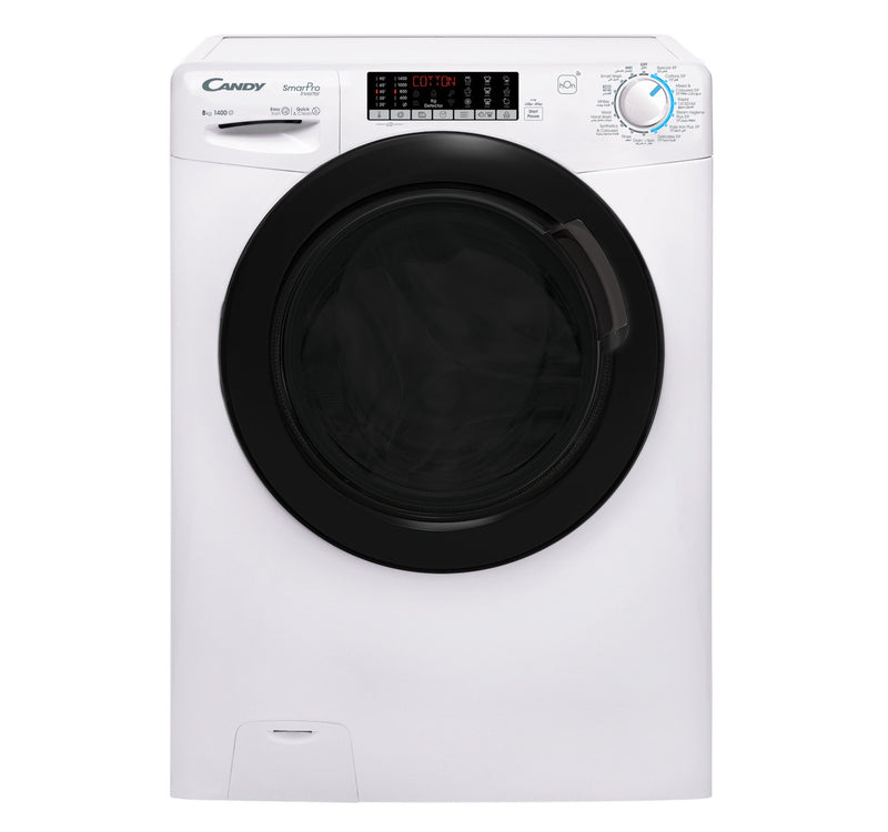 Candy Front Load Washing Machine, 8 kg, 1400 RPM, White, CSO486TWMB6-19