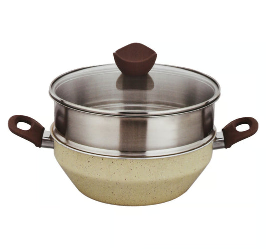 Chefline Nonstick Wok Pan With Steamer Set, 24cm, 4 pcs, MK001