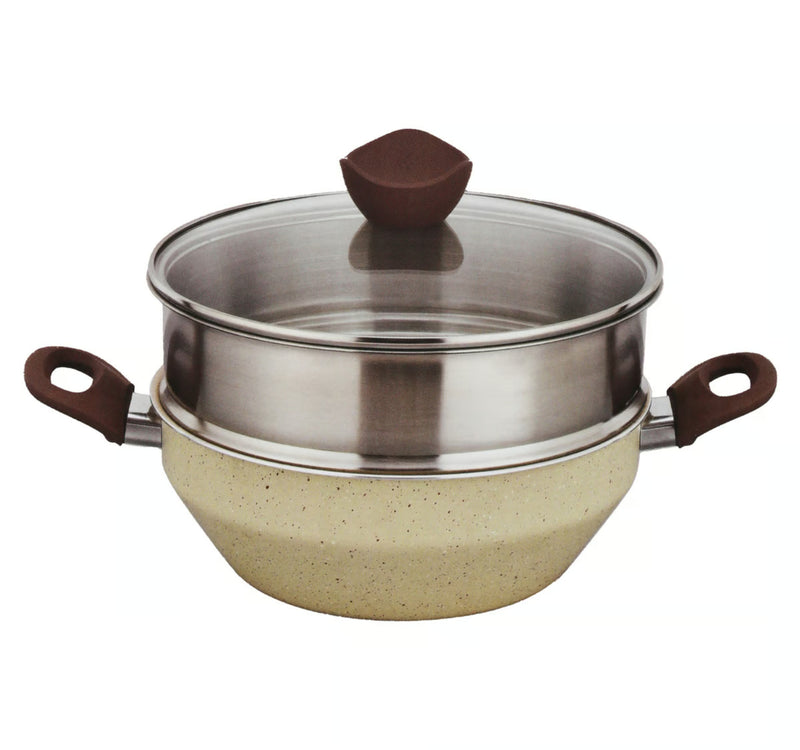 Chefline Nonstick Wok Pan With Steamer Set, 24cm, 4 pcs, MK001