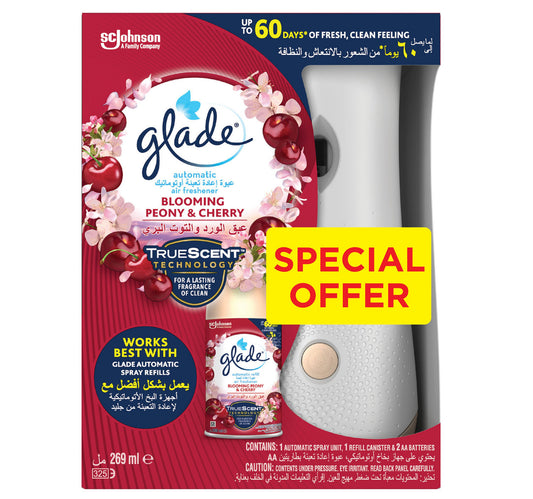 Glade Blooming Peony And Cherry Automatic Spray Unit + Refill Value Pack 269 ml