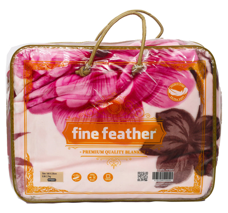 Fine Feather Blanket 2 Ply 160 x 220cm 5001 Assorted