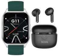 X.Cell G11 Pro Smartwatch, 2.01 inches HD Display, Green + Soul 17 Pro True Wireless Earbuds, Assorted Lulu Hypermarket