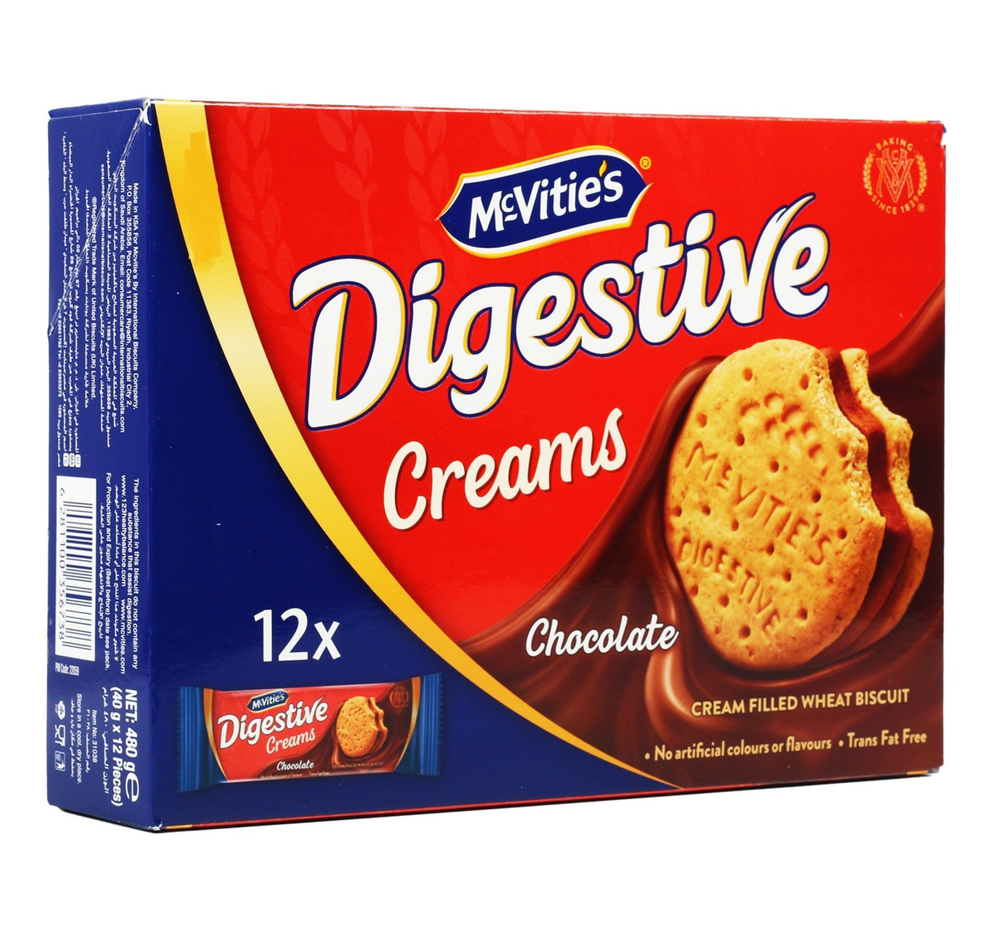 McVitie's Digestive Creams Chocolate Biscuit Value Pack 12 x 40 g