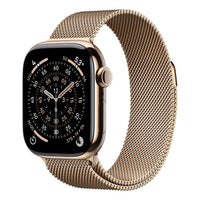 ساعة Apple Watch Series 11 الذكية بنظام تحديد المواقع العالمي (GPS) وشبكة خلوية، هيكل من التيتانيوم الذهبي مقاس 42 مم مع حلقة ميلانو ذهبية، MF8Y4AF/A