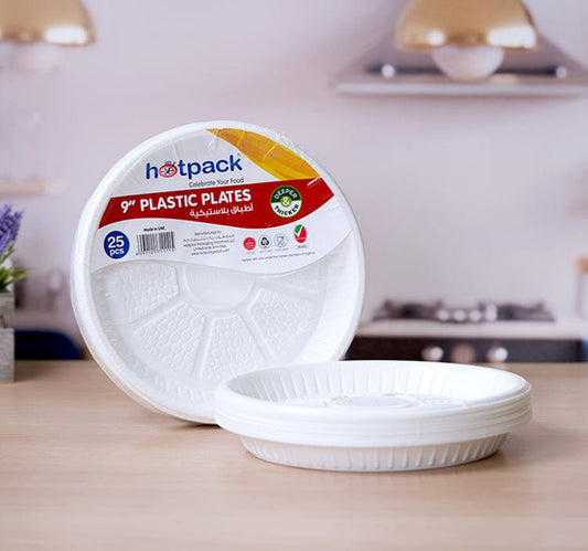Hotpack 9" Plastic Plates 25 pcs