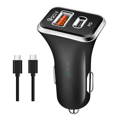 Iends Car Charger with Dual Port (Type-C and USB)AD641, Black Lulu Hypermarket