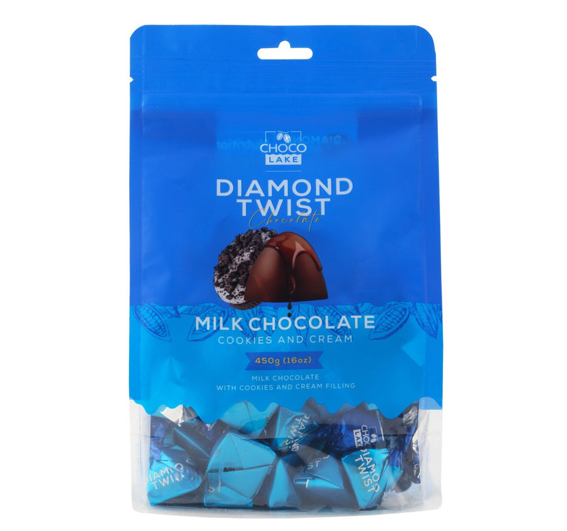 Choco Lake Diamond Twist Milk Chocolate Cookies & Cream 450 g