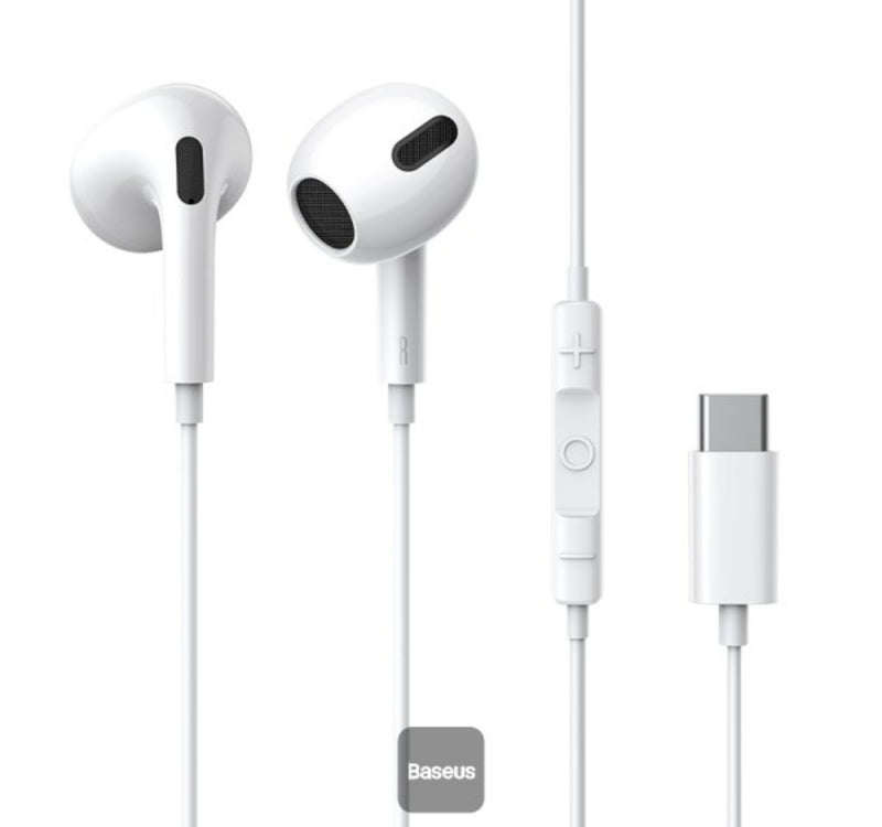 Baseus Type C In-Ear Wired Earphone, White, Encok C17 Lulu Hypermarket