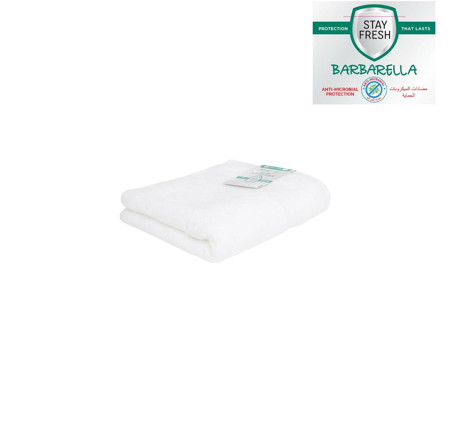 Barbarella Anti-Microbial Hand Towel, 50 x 100 cm, White