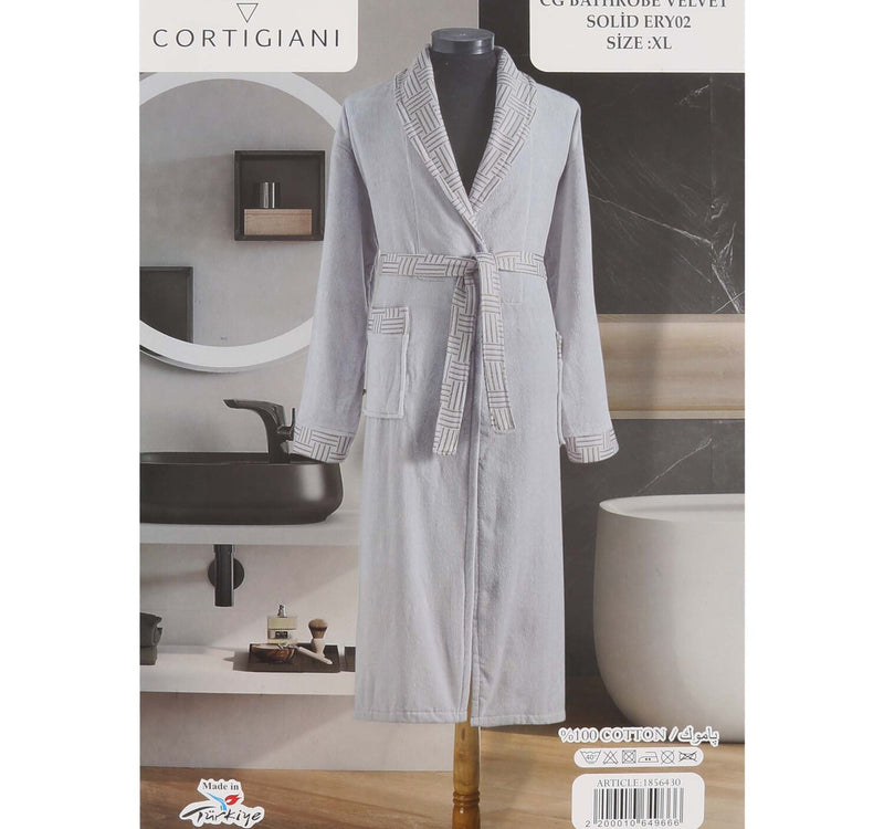 Cortigiani Solid Velvet Cotton Bathrobe, Assorted, ERY02