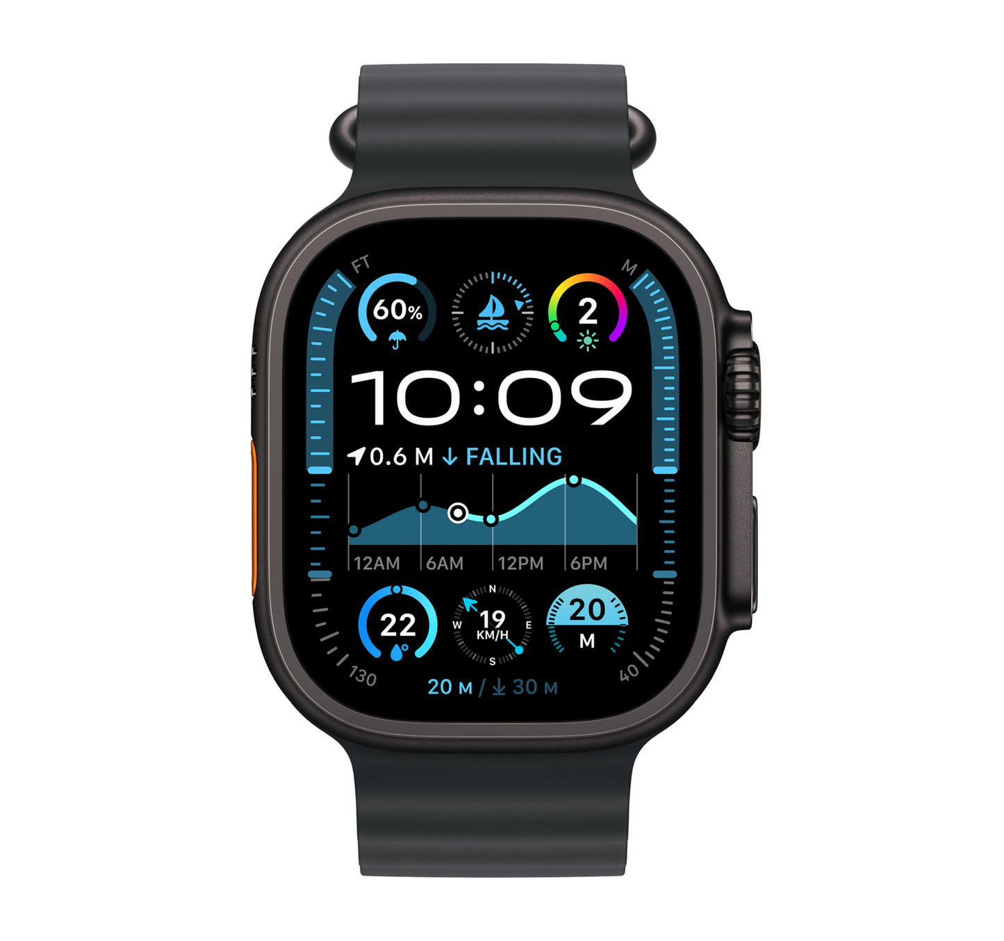 Apple Watch Ultra 2 GPS + Cellular, 49 mm Black Titanium Case with Black Ocean Band