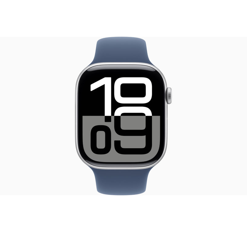 Apple Watch Series 10 GPS 46mm Silver Aluminium Case with Denim Sport Band - M/L Sultan Center