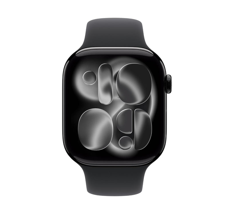 Apple Watch Series 11 GPS Smartwatch, 46 mm Jet Black Aluminium Case with Black Sport Band (S/M), MEUW4AF/A