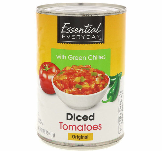 Essential Everyday Diced Tomatoes With Green Chilies 411 g Lulu Hypermarket