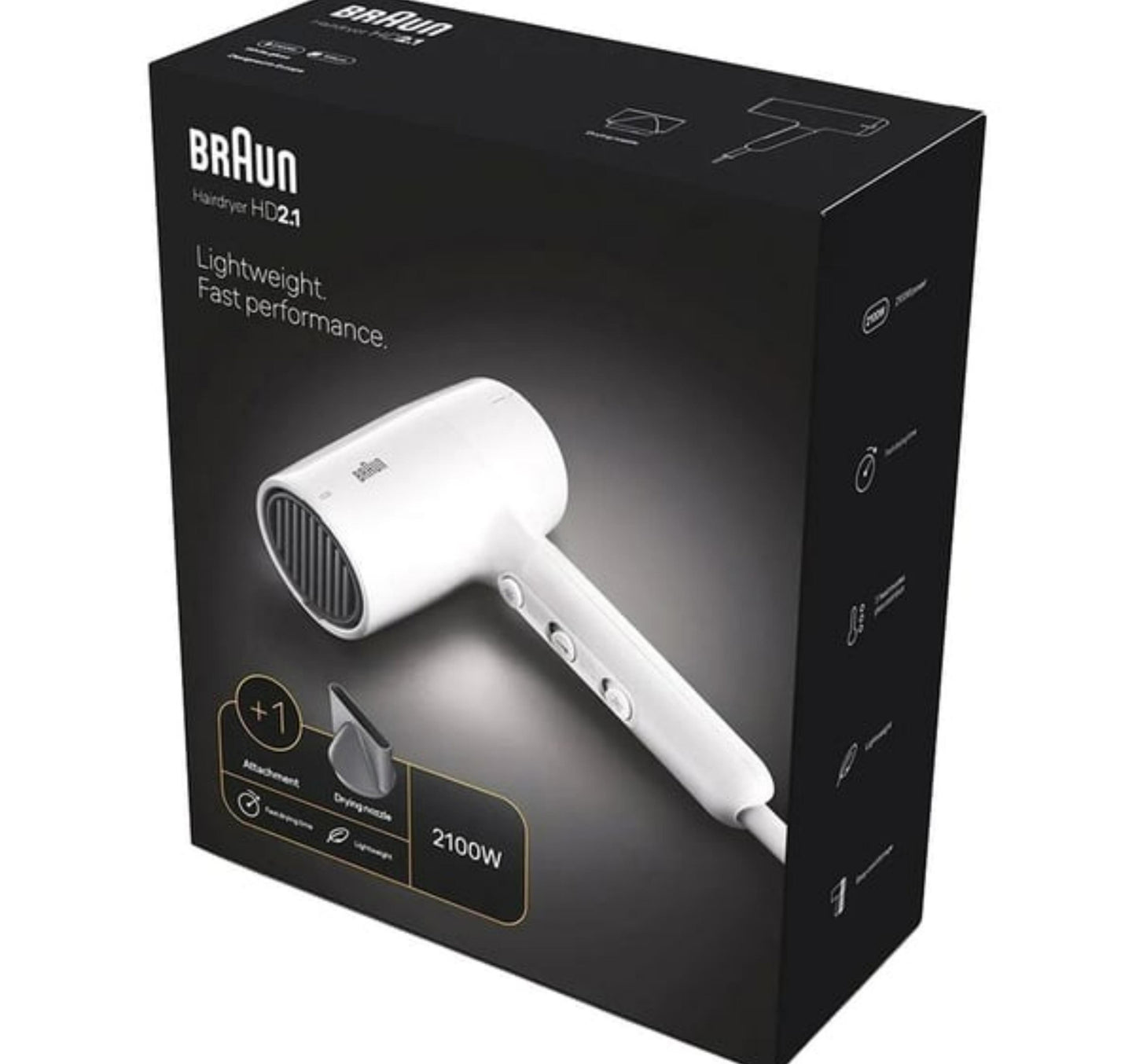 Braun Hair Dryer, 2100W, White, HD210SDE