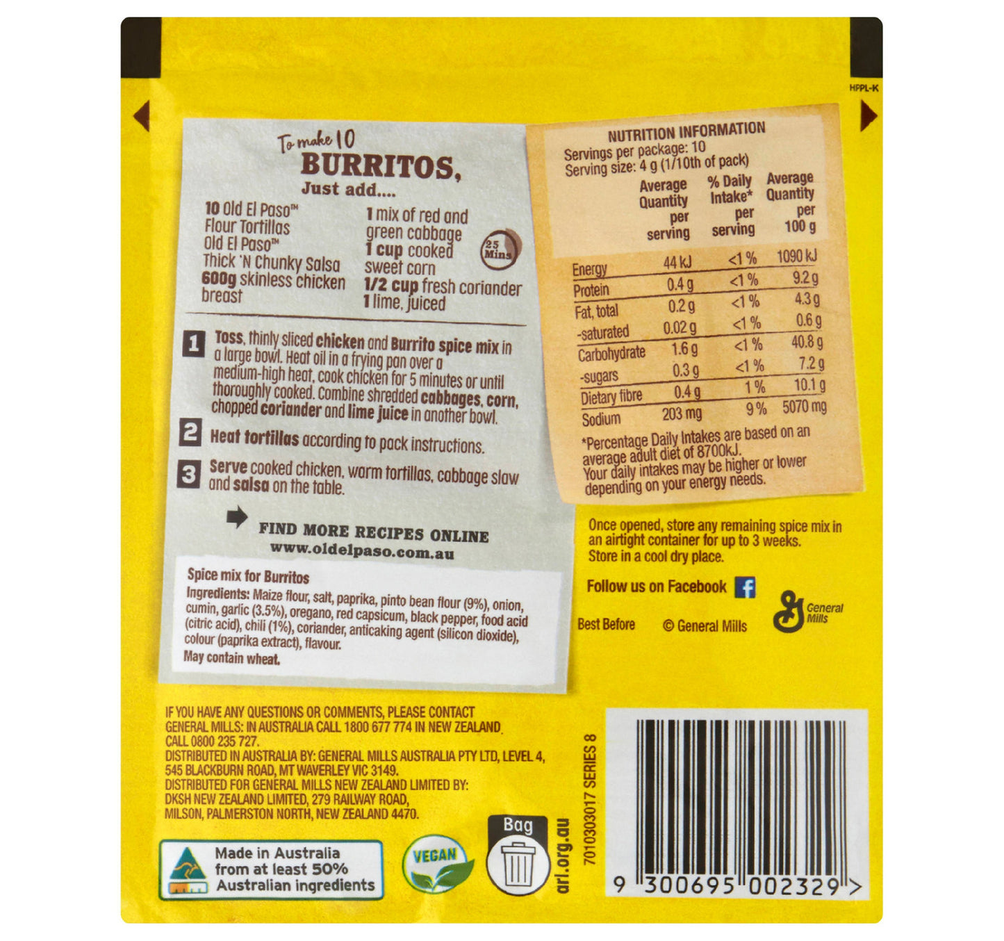 Old El Paso Burrito Spice Mix 40 g