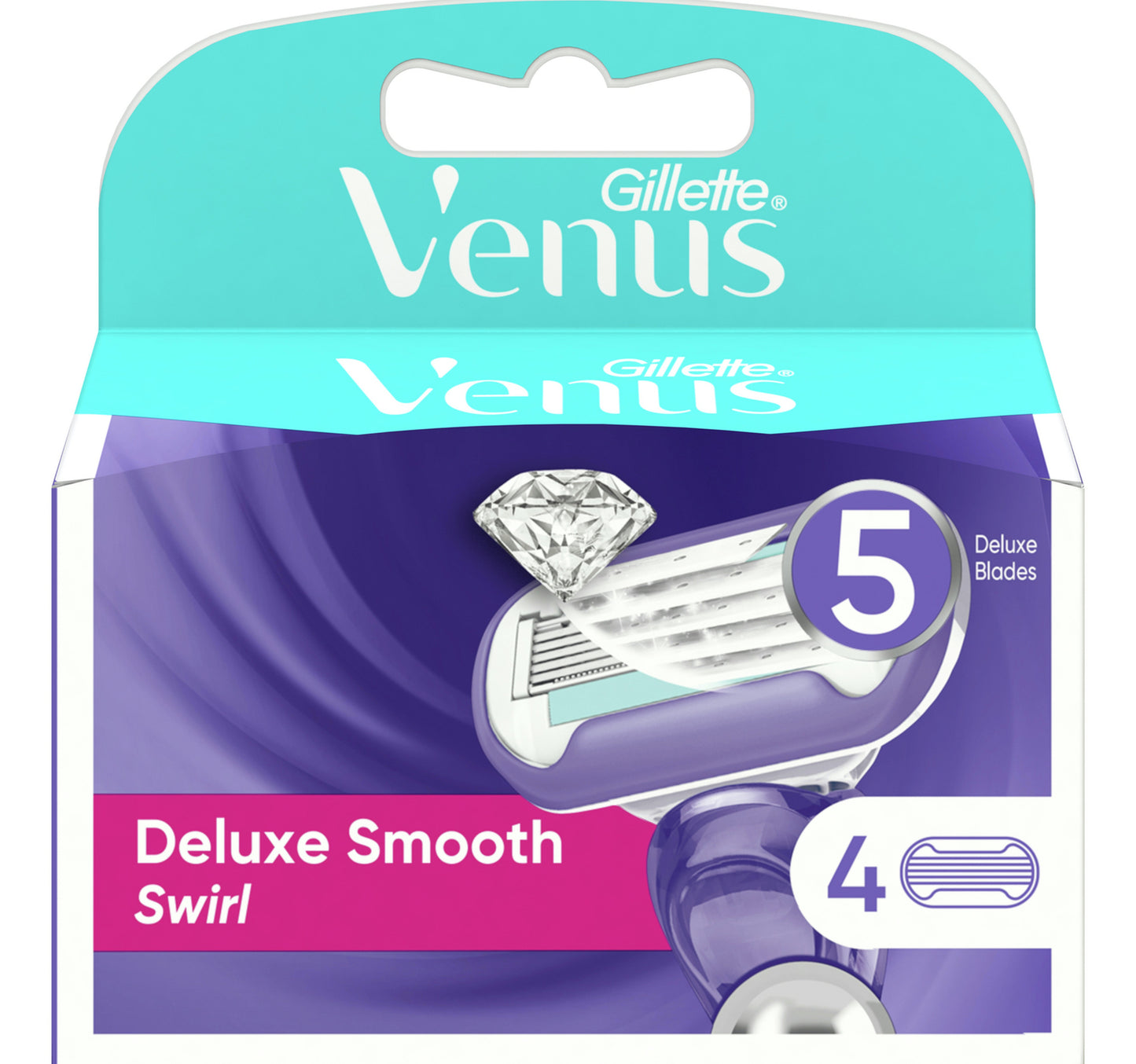 Gillette Venus Deluxe Smooth Swirl Women's Razor Blade Refills 4 pcs