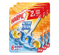 Harpic Active Fresh Toilet Cleaner Rim Block Sparkling Citrus Scent Value Pack 3 x 35 g