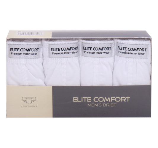 Elite Comfort Combed Cotton Men's Brief, XL, 4 pcs, White